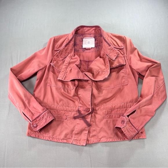 Hei Hei Anthropologie Utility Jacket Women’s Medium Pink Coral Cargo Jacket - Picture 8 of 11